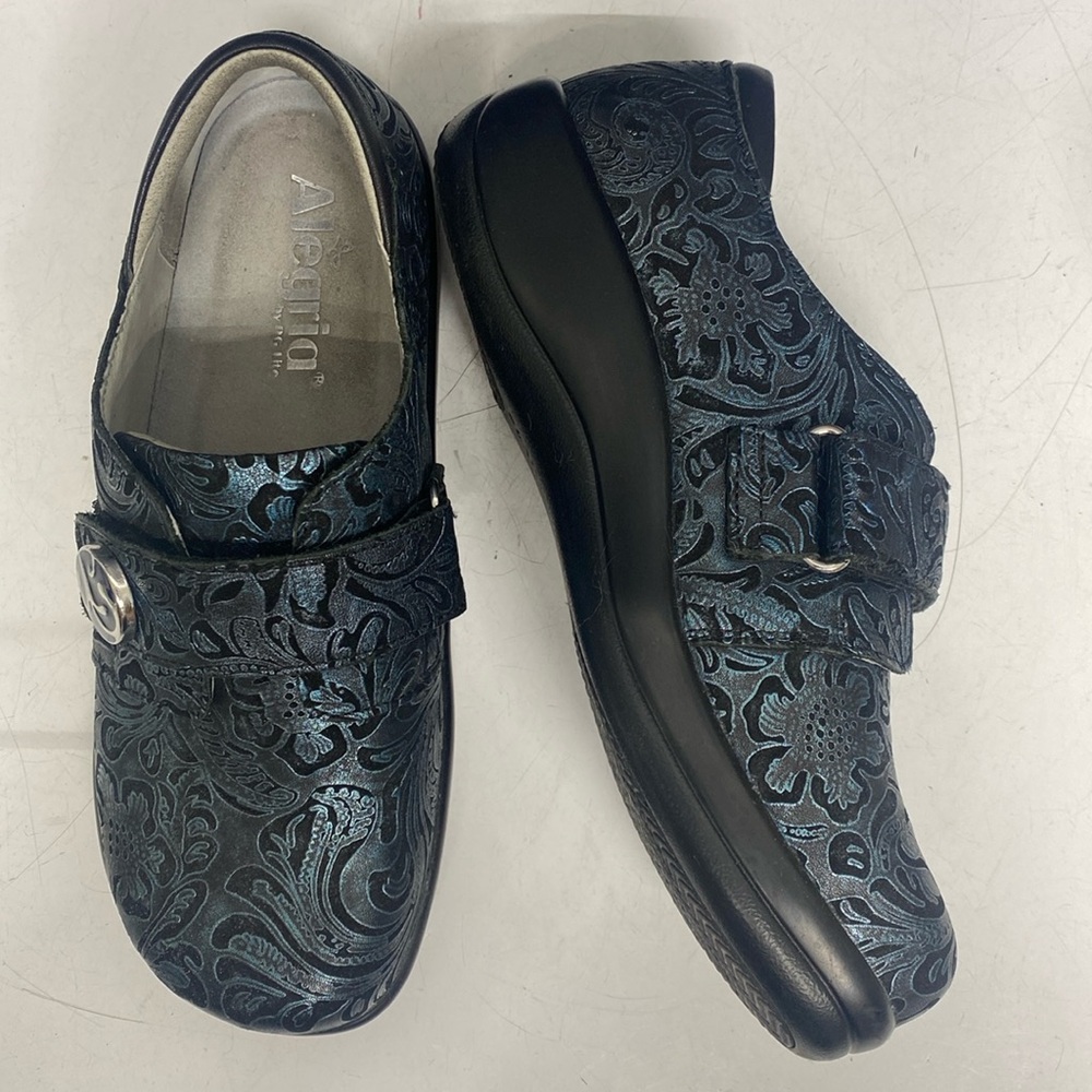 Alegria PG Lite Floral Pattern Leather Slip On Shoes Size 36